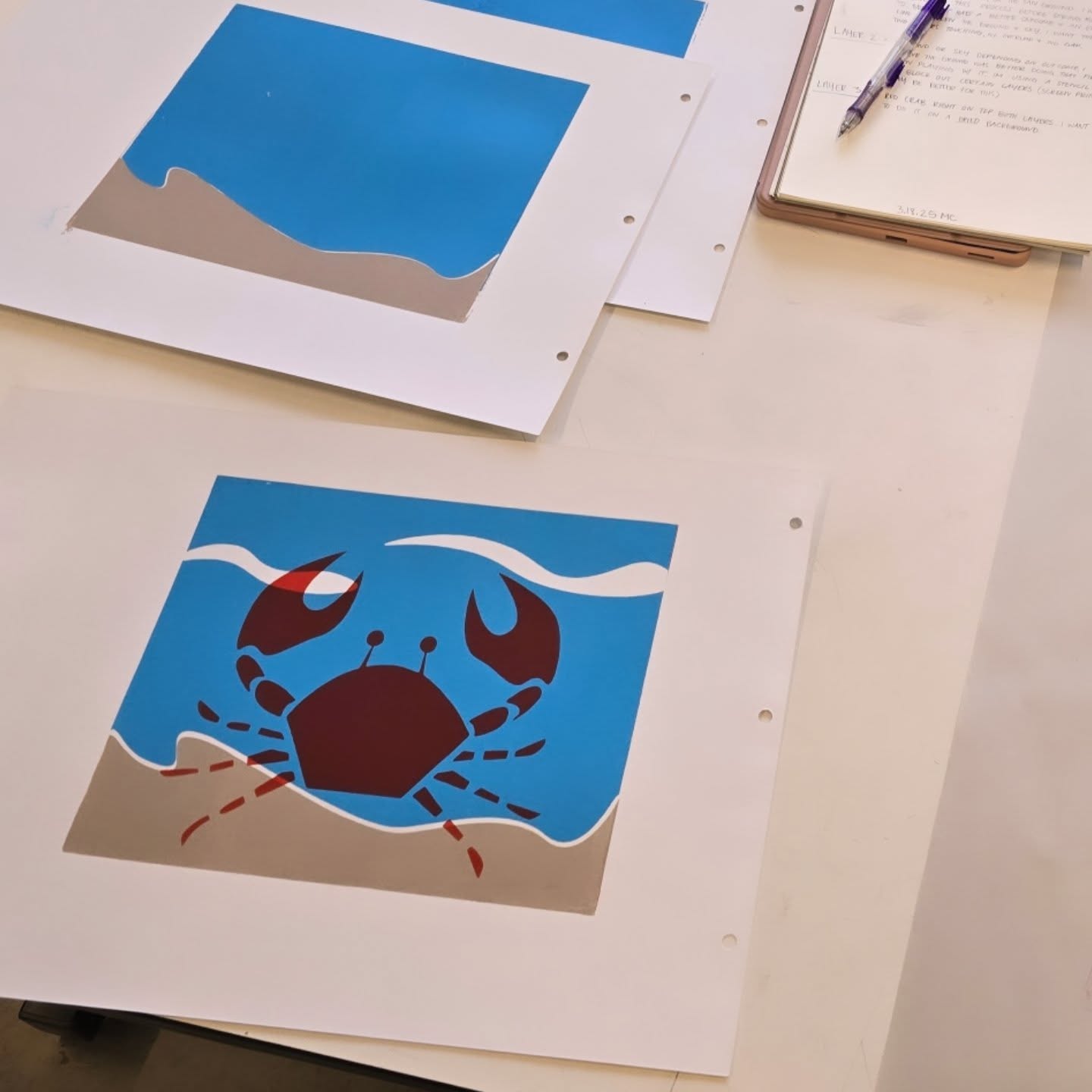 crab print made with relief